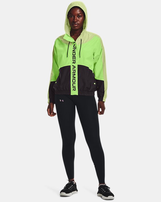Women's UA RUSH™ Woven Full-Zip Jacket, Green, pdpMainDesktop image number 2